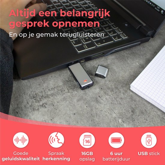 Nuvance - Abhörgerät - Usb Stick Abhörgerät - Voice Recorder Digital - Spy Recorder - Diktiergerät - Abhören & Aufnehmen
