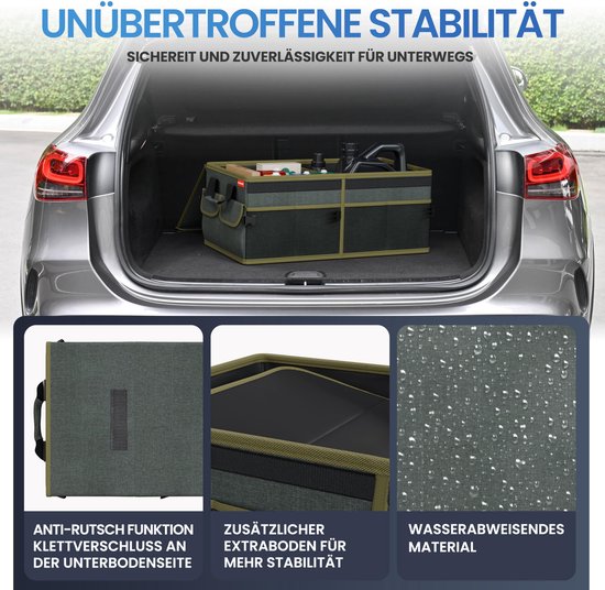 HELDENWERK Premium-Kofferraum-Organizer mit Deckel, stabil & rutschfest - Faltbare Kofferraumtasche, groß mit doppeltem Boden - Kofferraumbox, Kofferraum-Organizer-Box