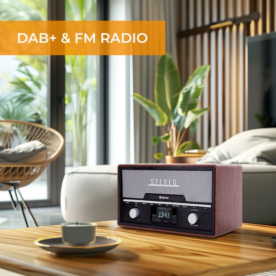 Denver DAB-Radio - Bluetooth - DAB+/ FM - CD - Holz - Braun