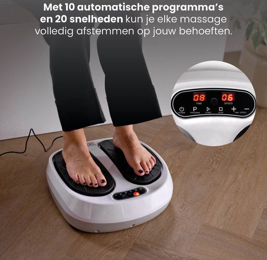 QLT VibroPulse Pro Bein- und Fußmassagegerät - Shiatsu-Massagegerät mit 10 Programmen und 20 Geschwindigkeiten - Sofortige Schmerzlinderung - Weiß