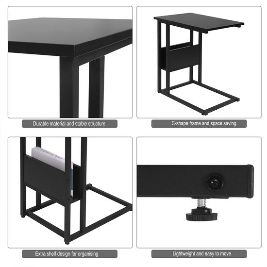 Couchtisch - Beistelltisch - Beistelltisch - Loungetisch - Wohnzimmertisch - Akzenttisch - Schwarz - 55x36x59,5cm