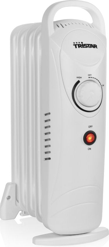Tristar Elektroheizgerät KA-5103 - Ölgefüllter Heizkörper - 500 Watt - 5 Rippen - Kompakt - Weiß