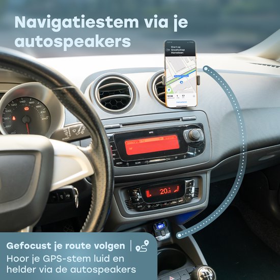 Audyn Bluetooth FM Transmitter - USB-A & USB-C - Bluetooth-Empfänger - Schnellladegerät - Autoladegerät - Carkit - Autozubehör - RGB