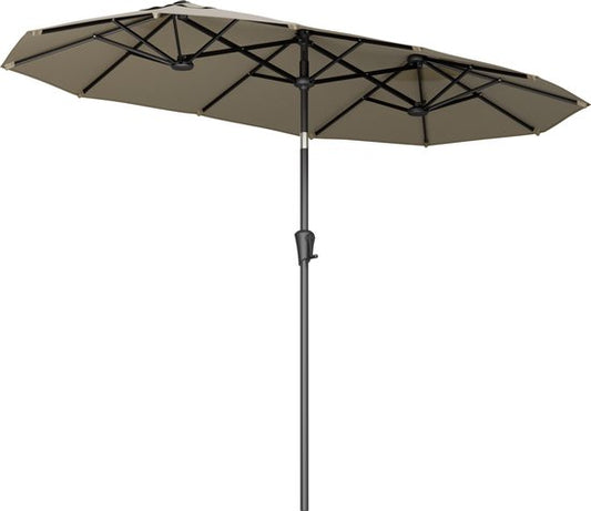 LifeGoods Doppelter Sonnenschirm - Garten - 160x300cm - bis zu 8 Personen - Wasserdicht - UPF50+ - Taupe