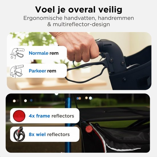 Medzone Rollator leicht und faltbar - Sitzfunktion - für drinnen und draußen - Rückenlehne und Gehstockhalterung - blau
