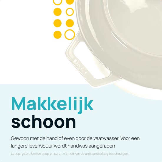 MOA Gusseisen-Kasserolle - 7,2L - Für alle Wärmequellen inkl. Induktion - Mit Deckel - Ø 30cm - Antihaftbeschichtung - Weiß