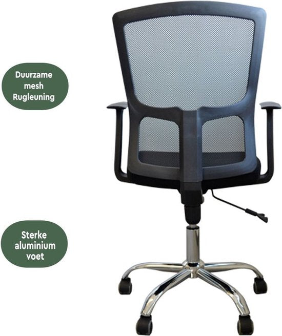 BRASQ OC200 Ergonomic Office Chair Black with Breathable Mesh - Bürostühle - Höhenverstellbar - Gaming Stuhl 49 x 47 x 94 cm