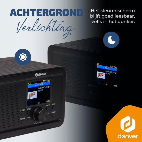 Denver DAB Internet-Radio - DAB - FM - Internet-Radio - Notfallradio - Bluetooth - Alarmfunktion - DIR200