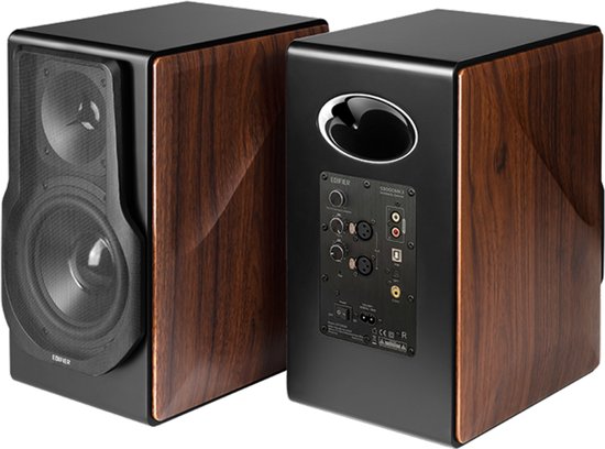 Edifier - S3000MKII Premium Active 2.0 Speakers - 256 W RMS - Schwarz & Braunes Holz - Hi-Res Audio & Bluetooth 5.0 - Kabellos verbundenes System - Ultimatives Klangerlebnis