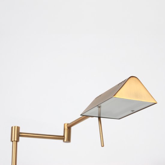 Stehlampe GlowGo 4603BR – Klassische Stehlampe in Bronze von Mexlite mit integriertem Akku, verstellbarem Arm und Dimmer, Höhe 125 cm