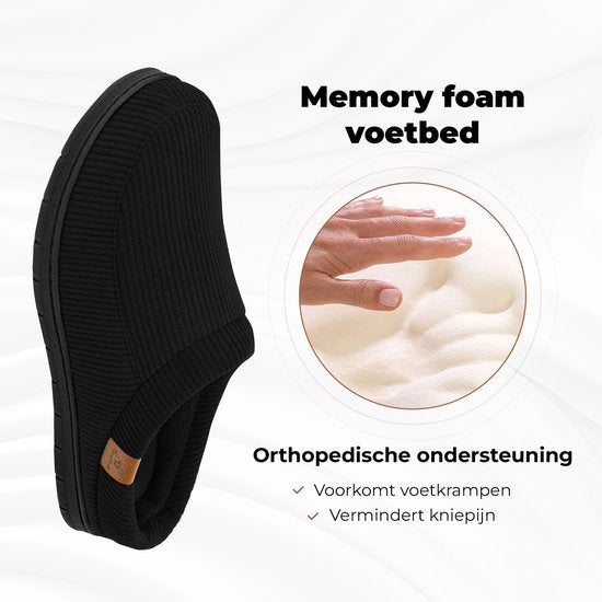 Hausschuhe Männer - Hausschuhe - Größe 46/47 - Schwarz - Cord - Rutschfest - Comfeet