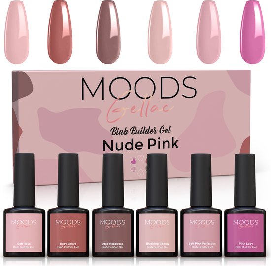 Moods Gellac BIAB - Builder in a Bottle - BIAB Nagelaufbau-Gel - Nude Pink - HEMA & TPO Frei