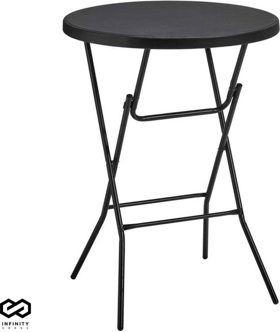 Infinity Goods Stabiler schwarzer Stehtisch - Partytisch - Stabil und wetterfest - klappbar - 80cm x 110cm - Party - 1 Stück - Schwarz