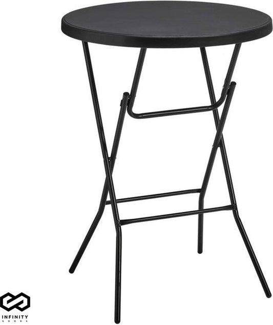 Infinity Goods Stabiler schwarzer Stehtisch - Partytisch - Stabil und wetterfest - klappbar - 80cm x 110cm - Party - 1 Stück - Schwarz