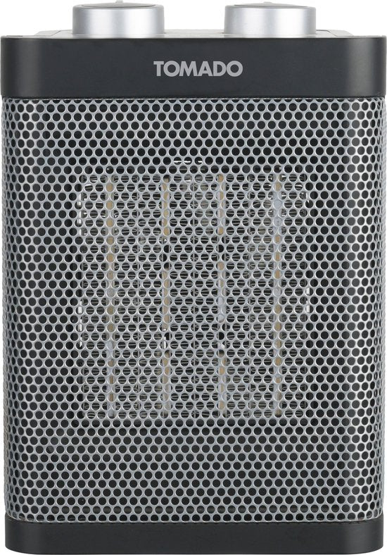 Tomado THC1501B - Keramischer Heizstrahler - 24m² - 1500 Watt - 2 Heizstufen - Schwarz/Grau