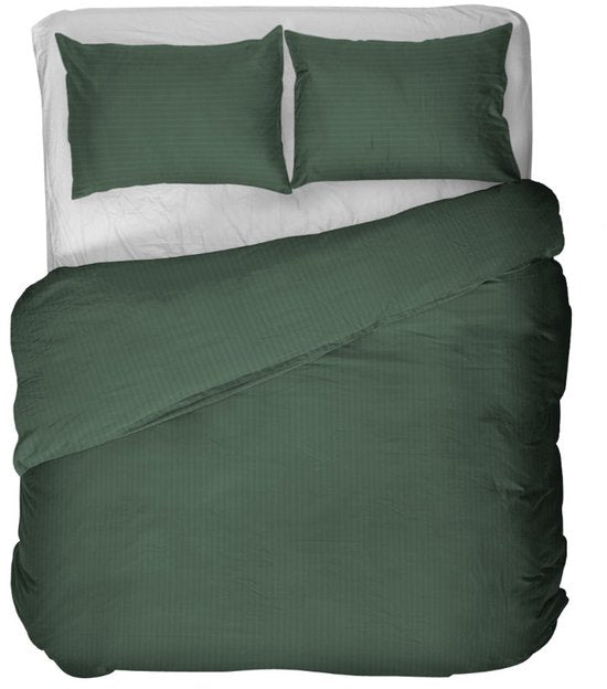 Kayori Elin Bettbezug aus Baumwollsatin – 240 x 200–220 cm + 2 Kissenbezüge – Einzelbetten – Dunkelgrün
