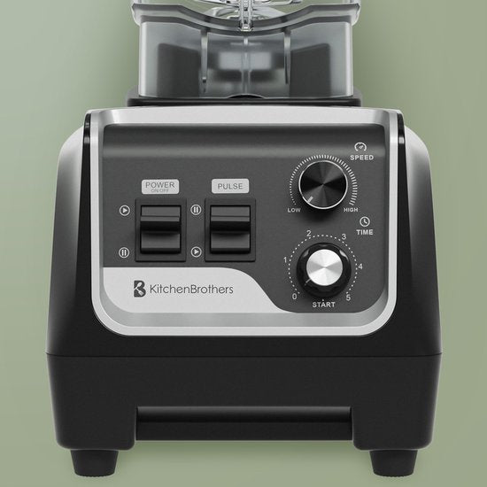 KitchenBrothers Power Blender - 1600W - 2L - Smoothie Maker - Eiszerkleinerer - Metallic Schwarz