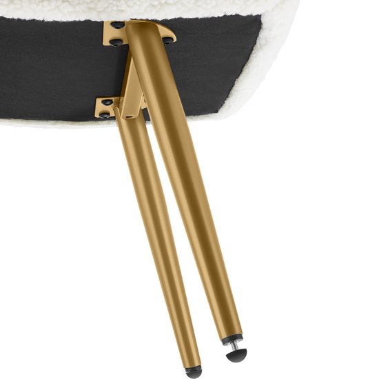 tectake Sessel im skandinavischen Stil - Mit Fußhocker - Teddy Chair Hygge - Sessel für Wohnzimmer, Schlafzimmer - Loungesessel - Goldfarbene Metallbeine - Belastbarkeit bis 150 kg - Creme