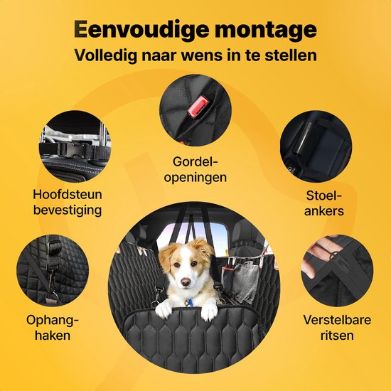 Jake und Jacky Hundedecke Auto Rücksitz und Kofferraum Luxe - Autoteppich Hund - Schutzhülle - Hundedecke - Inklusive Aufbewahrungstasche & Autogurt - 137x148 cm