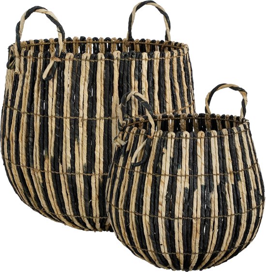 Mica Decorations Ronda Korb - 2er Set - H40 x Ø44 cm - Schwarz