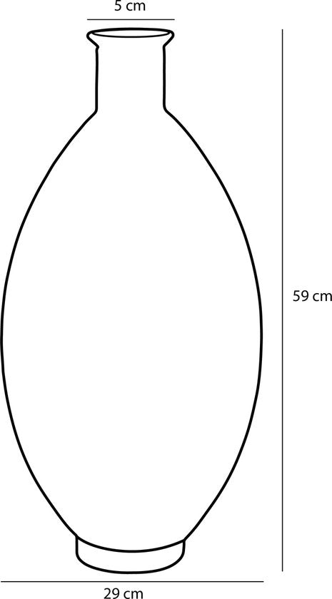 Mica Decorations Firenza Flaschenvase - H59 x Ø29 cm - Recyceltes Glas - Dunkelbraun