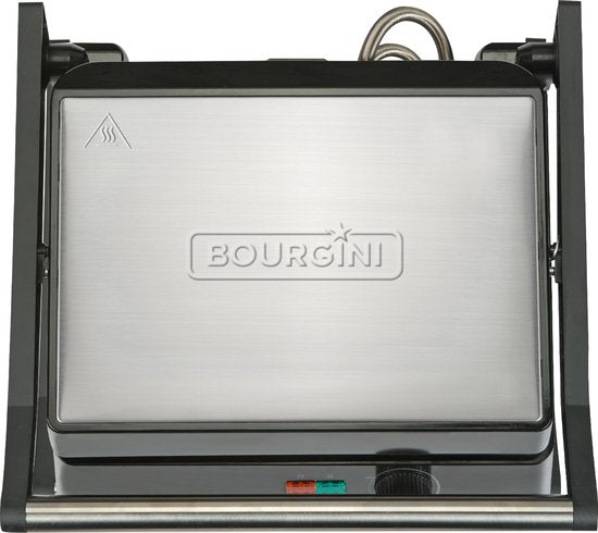 Bourgini Contact Grill Classic - Panini-Grill und Toast-Sandwich-Eisen - Antihaftbeschichtung - Schwimmdeckel - Grillgerät - Kontaktgrill - Edelstahl - BPA frei