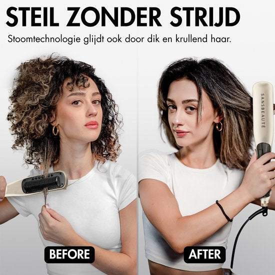 Sansbeauté® Steam Straightener PRO - Dampfglätter - Professional Straightener 5.0 - Dampfglätter - Cremé
