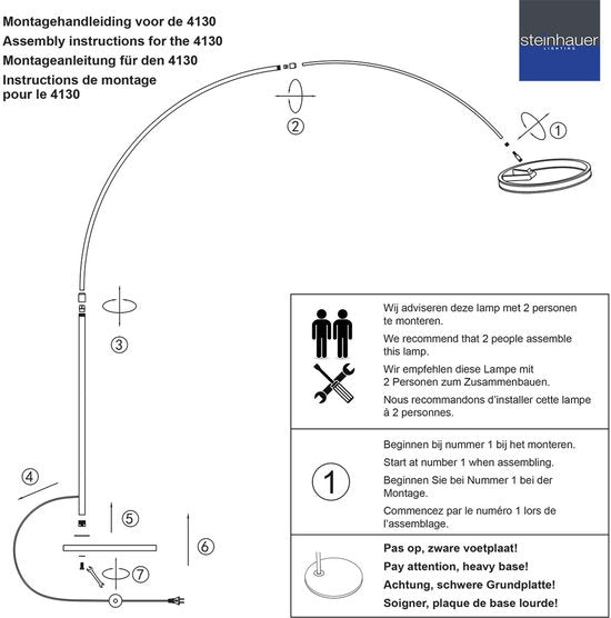 Steinhauer - Stehleuchte - Ringlux - schwarz - Metall - Bogenlampe - LED - 4130ZW