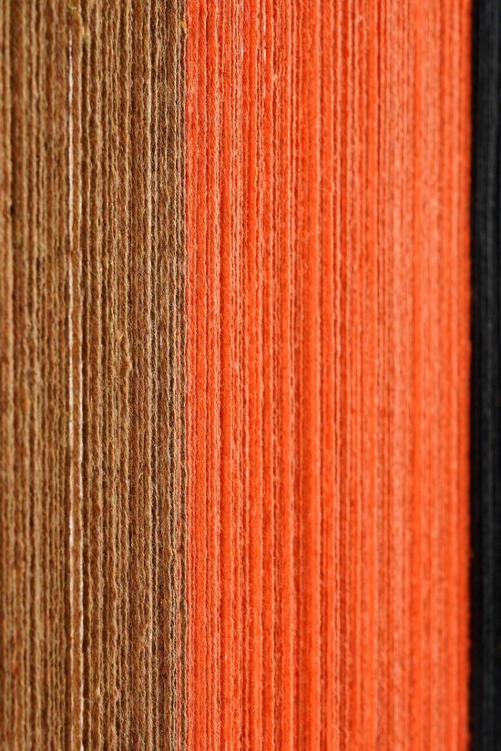 Mica Decorations Kuba Wanddekoration - L50 x B3 x H70 cm - FSC 100% - Baumwolle - Orange/Schwarz/Braun