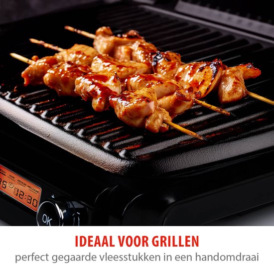 alpina Contact Grill 2100W - Sandwichgerät mit 7 Grillständern - Tischgrill mit herausnehmbaren Platten - Panini Grill 37,6 x 33,1 cm - Antihaftbeschichtung - Edelstahl/Aluminium