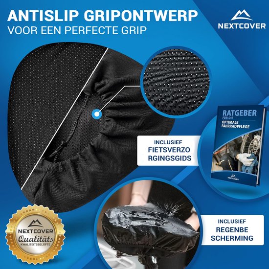 Nextcover Sattelüberzug Fahrrad - Gel-Memory-Schaum - wasserdicht mit Regenschutz