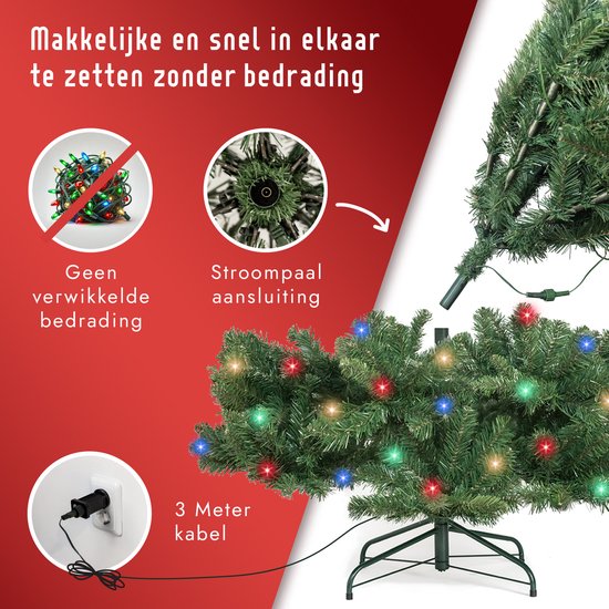 PristinePine Nordic Forest Fir - Kompletter Weihnachtsbaum mit LED-Lichtern (917 Zweige) - Künstlicher Weihnachtsbaum inklusive Aufbewahrungsbeutel und Handschuhen - 280 farbige und warmweiße Lichter - Steuerung über App - 180 cm