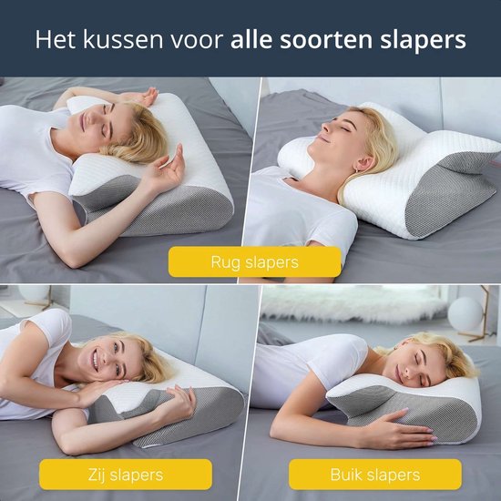 Alyze Anti-Schnarch-Kissen - Für jede Schlafposition - Ergonomisch & orthopädisch - Memory-Schaum - 60x40 cm