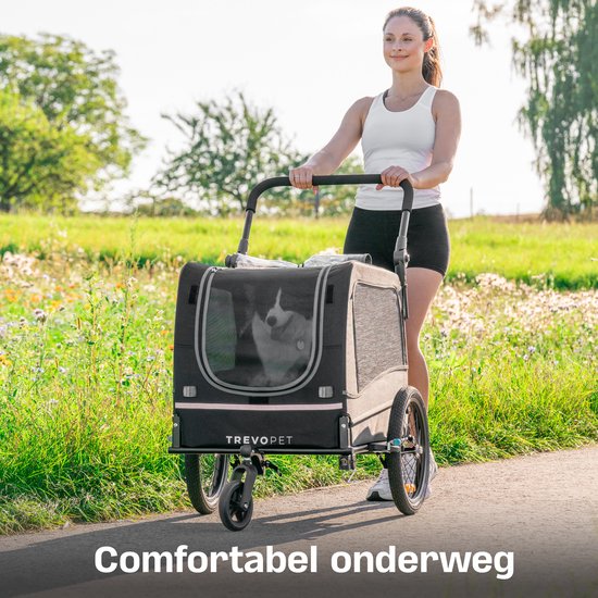 TrevoPet - Hundefahrradanhänger - Hundefahrradanhänger faltbar - Hundefahrradanhänger für kleine und große Hunde (max. 30kg) - Hundefahrradanhänger - 2-in-1 Hundefahrradanhänger für Fahrrad bis Hundebuggy - Hundeanhänger - Geeignet für E-Bikes und normale