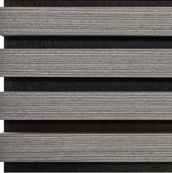 tectake® Akustikpaneele - 2er-Set - Akustik-Wandpaneele - 60 x 120 cm - 1,44 m² - Wandpaneele mit verstellbarer Größe - Lattenwand aus MDF und Holzfurnier - Schalldämmung - Stilvolle Wanddekoration - Einfache Montage - Eiche hellgrau