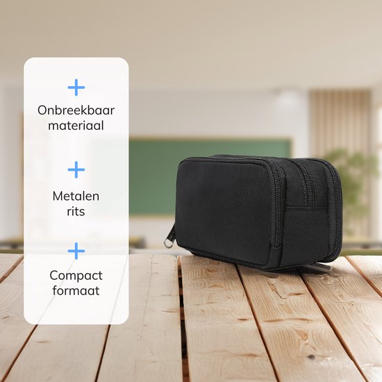 Diydash Federmäppchen - Federtasche - Federmäppchen - Schulmäppchen - Großes Federmäppchen - Schulbedarf - Trousse Scolaire - Für Mädchen, Jungen und Erwachsene - Schwarz