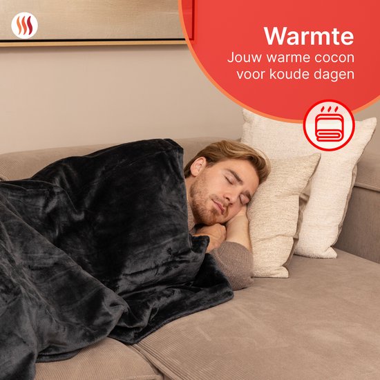 Seranova Electric Blanket Light - 160x120 cm - 1 Person Wärmedecke - Doppelseitiges Fleece - Kuscheldecke - Grau