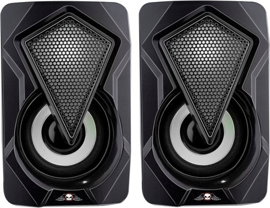 No Fear Lautsprecherset - 2 Stück - leuchtend - USB-Anschluss - Bluetooth/ Aux - Schwarz