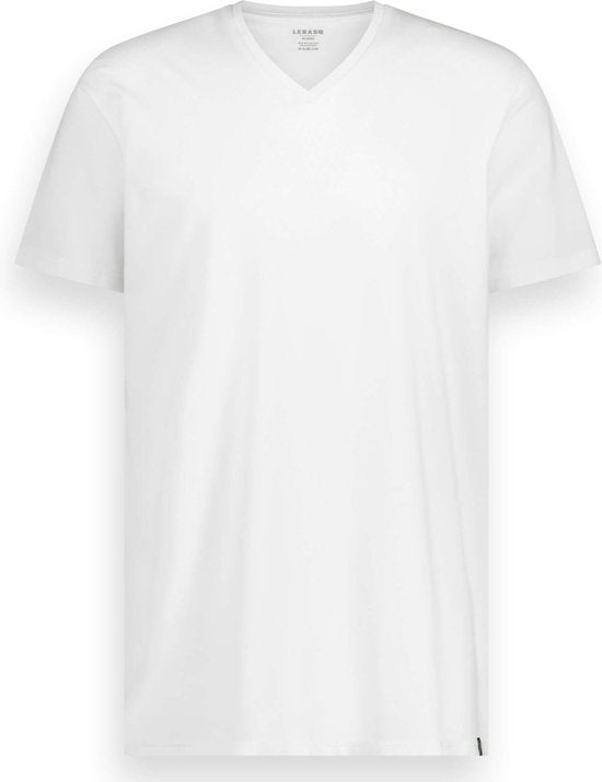 LebasQ - Davis' T-Shirt für Männer - 3er-Pack - mit V-Ausschnitt - Extra lang - Geeignet als Unterhemd - Weiß - L - Baumwolle