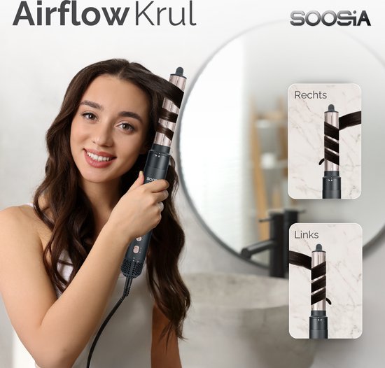 Soosia 6-in-1 Airstyler - Haartrockner & Lockenstab - Föhnbürste & Lockenbürste - Haarwickel