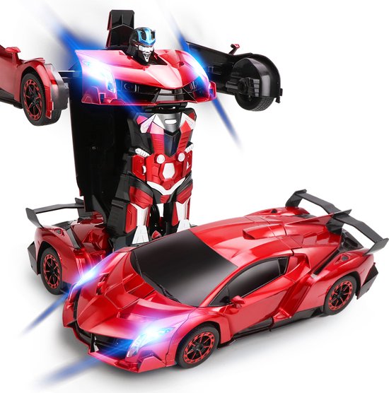 MEWAU 1:18 RC Transforming Car/Roboter - 2 in 1 Fernsteuerbares Auto - Gestenwahrnehmung - Spielzeugauto - Rot