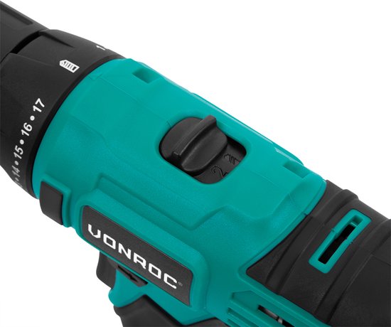 VONROC Akku-Bohrmaschine 12V - Inkl. Akku, USB-C-Kabel und 16-teiligem Bohrer- und Bit-Set