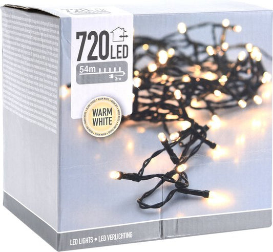 54 Meter LED-Leuchten / LED-Schnur mit 720 LEDs warm/weiß | für den Innen- und Außenbereich