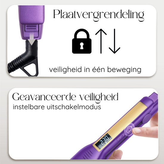 Sansbeauté® Professionelles Glätteisen - 2 in 1 - Lockenstab - Glätteisen - Haarglätter - Schnelles Aufwärmen - 80℃ bis 230℃ - Glätten & Locken - ION-Technologie - Klassisches Lila