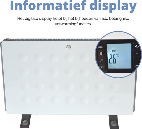 Perel Smart Konvektor Heizung, für den Innenbereich, drei Heizstufen, 2000 W