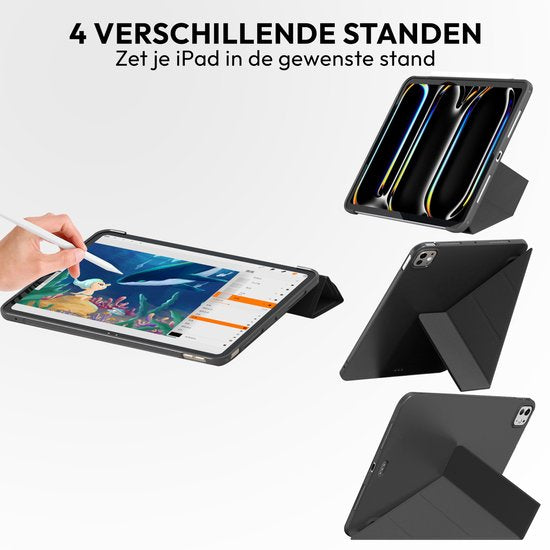 Tablet-Hülle geeignet für iPad Pro 11 Zoll Gehäuse (2024) - M4 - Smart Cover - Schwarz