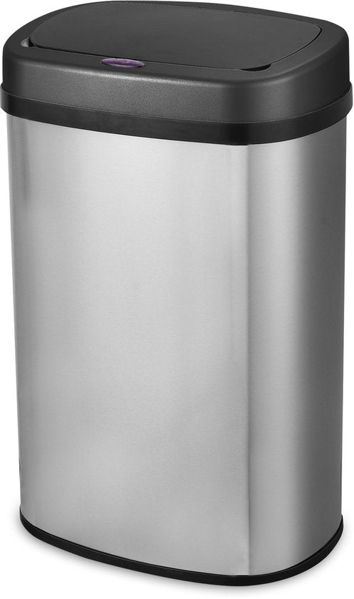Bayt Mülleimer - Mülleimer 60 Liter - Mülleimer mit Sensor - Mülleimer - Abfallbehälter - Metall - Silber