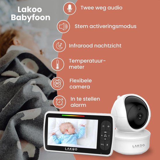 Lakoo PRO 5 Babyphone - mit Kamera und Display - 1080p Full HD - 5-Zoll-Monitor