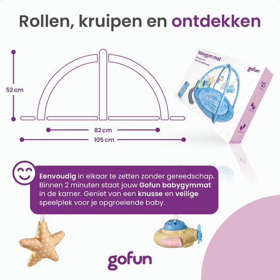 Gofun Babygym - Spielmatte für Babys - Musikalische Spielmatte - Mutterschaftsgeschenk - Aktivitätsteppich - Babyspielzeug - Interaktiv - Lehrreich - 105 x 52 cm - Rosa