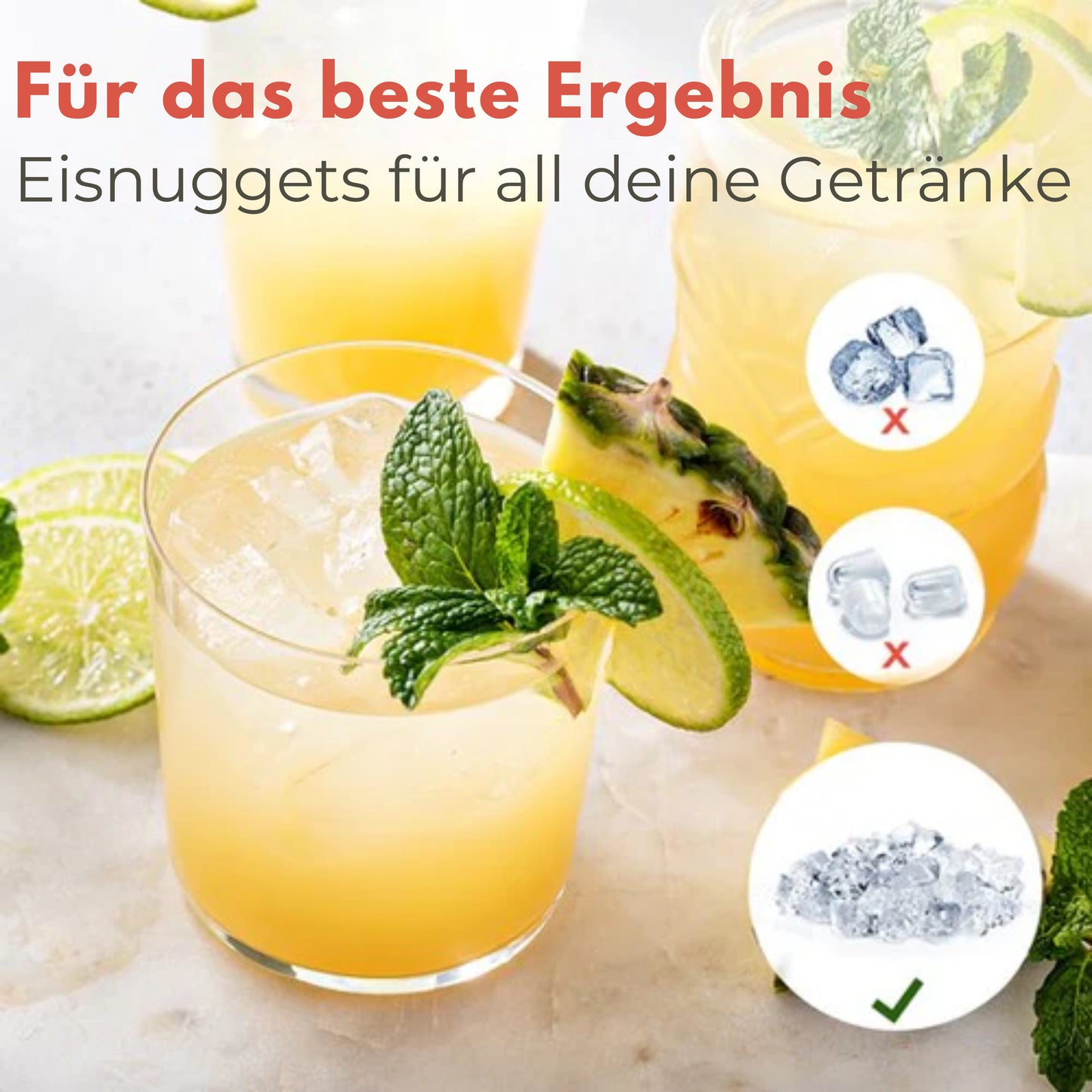 KitchenBrothers Nugget Eiswürfelbereiter - 1.1L - Crushed Ice Maker mit Eisportionierer - Tragbar - 15kg/24 Stunden - Schwarz